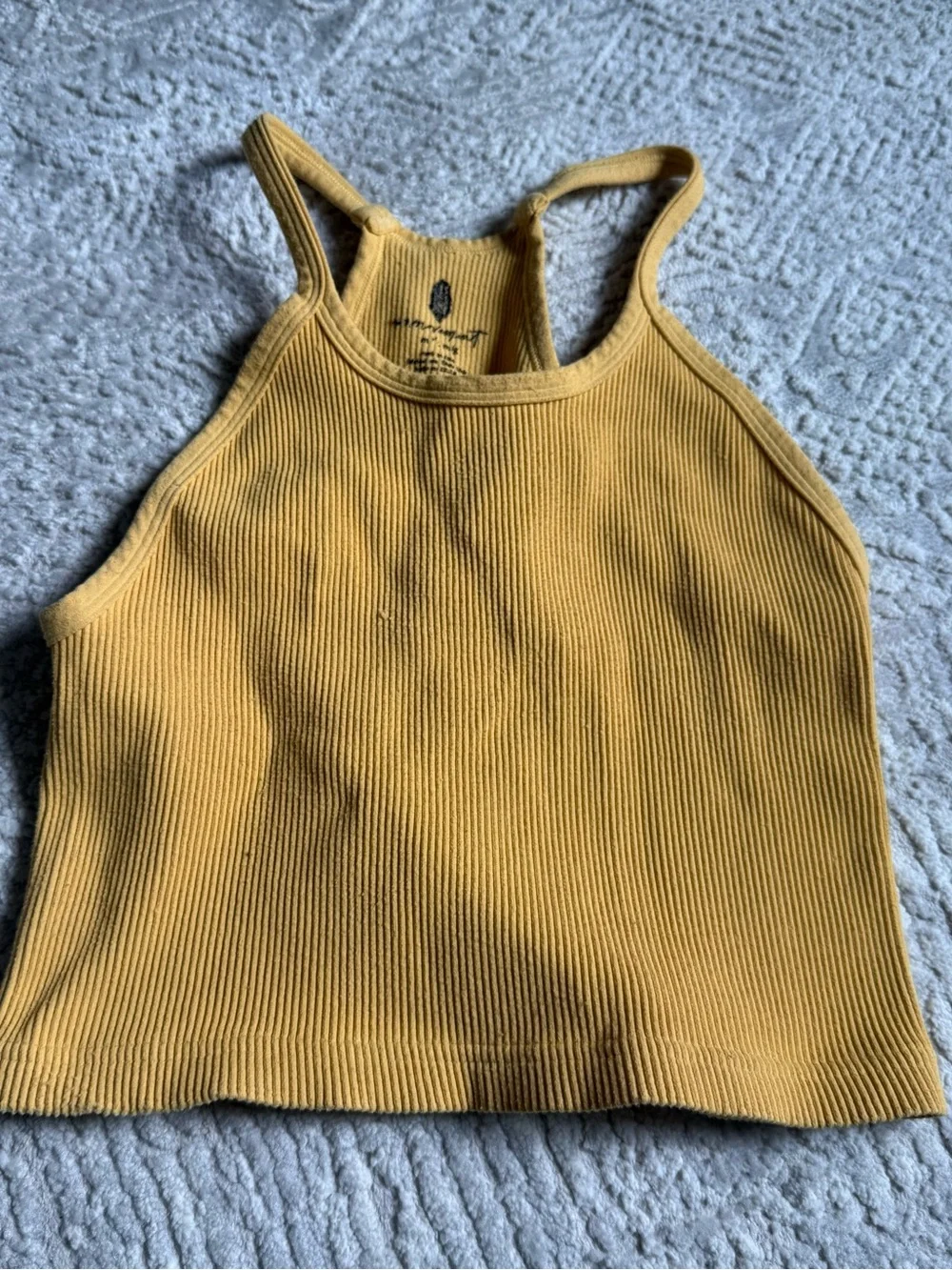 Free People Ribbed Yellow Racerback Crop Tank